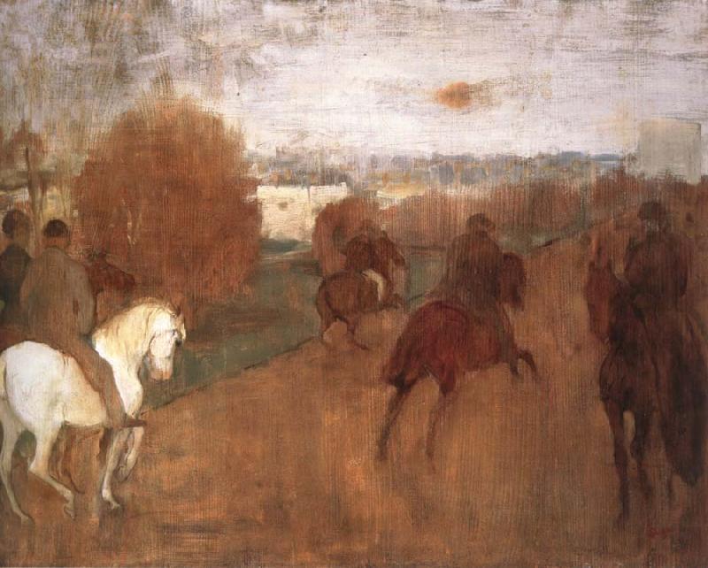  Horses and Riders on a road
